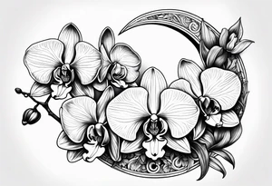 Orchids and a crescent moon tattoo idea
