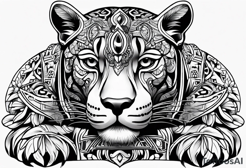 aztec black jaguar sitting tattoo idea