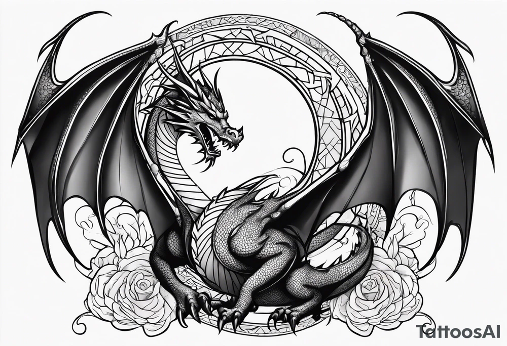 Dragon line drawing tattoo idea