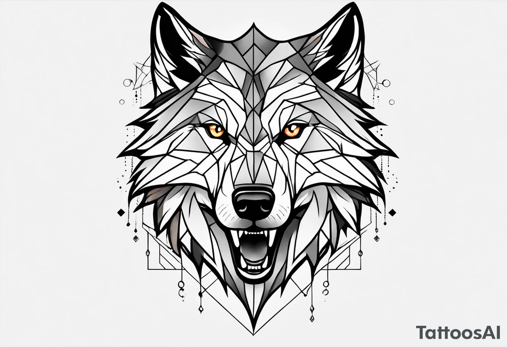 Angry wolf tattoo idea