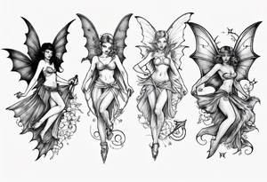 Fairy riding on a bat tattoo idea