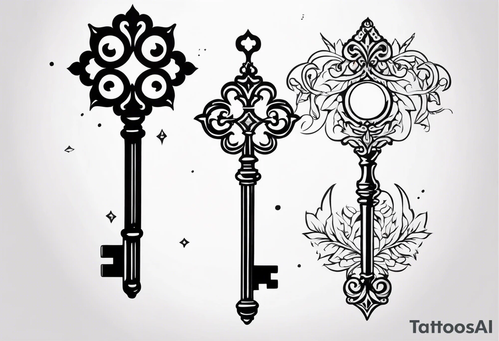 Key with ornate design tattoo idea