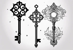 Key with ornate design tattoo idea