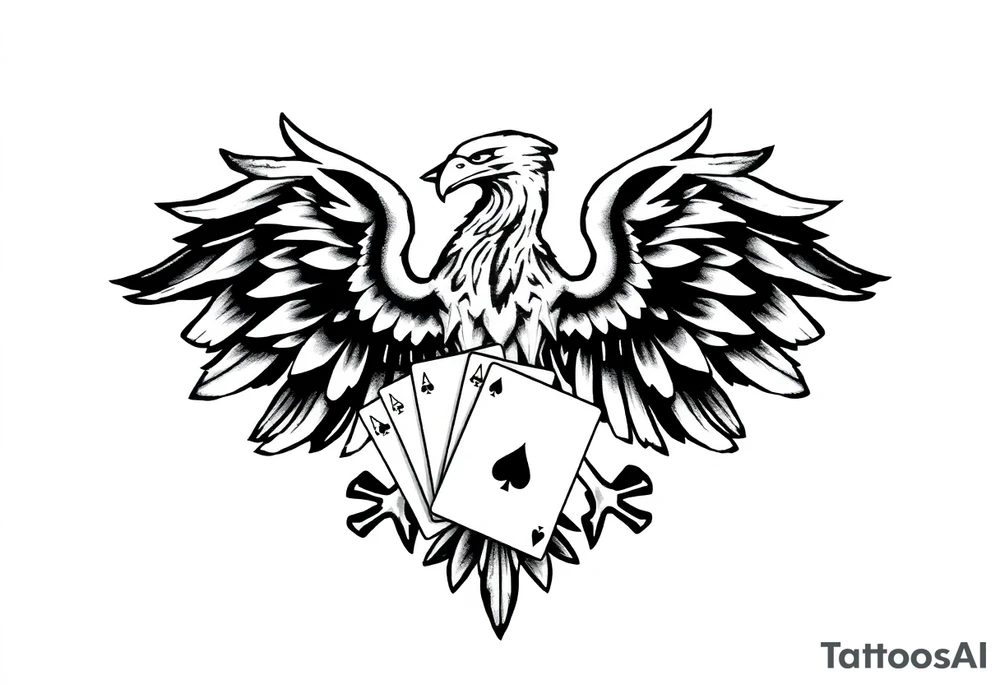 Poland symbol and poker cards The wings of the eagle in the Polish symbol are in the form of poker cards. Add casino money to it. tattoo idea