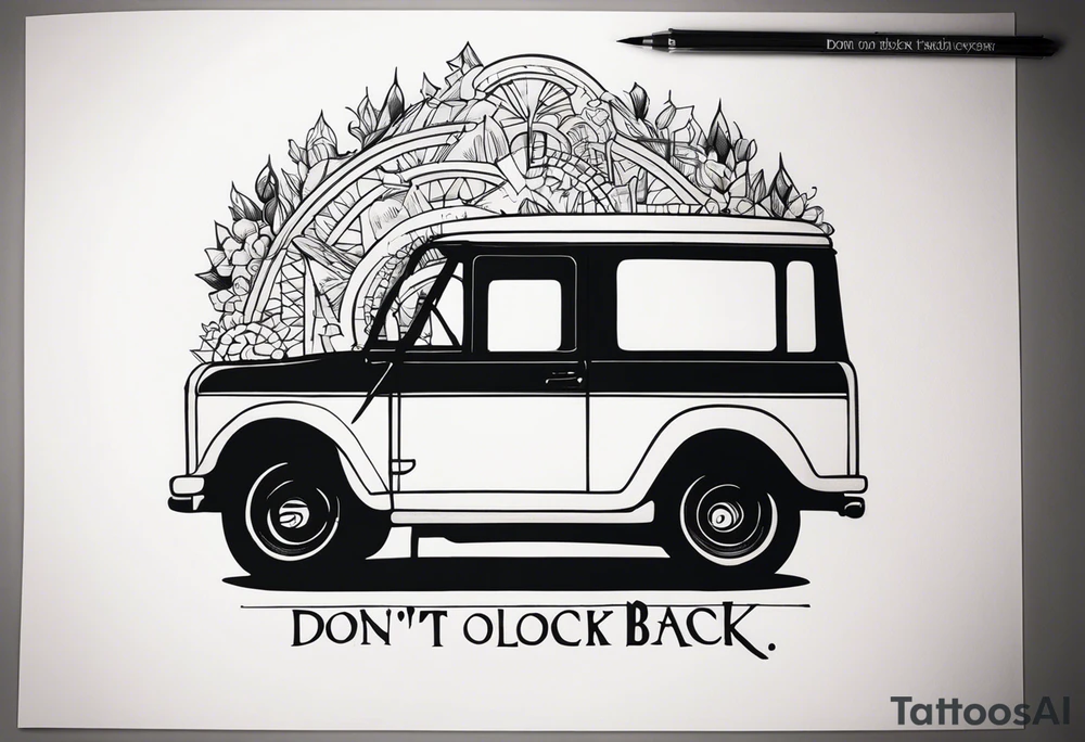 A tattoo with words only. The words are “Don’t look back” tattoo idea