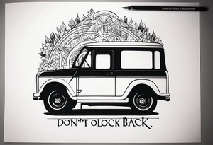 A tattoo with words only. The words are “Don’t look back” tattoo idea