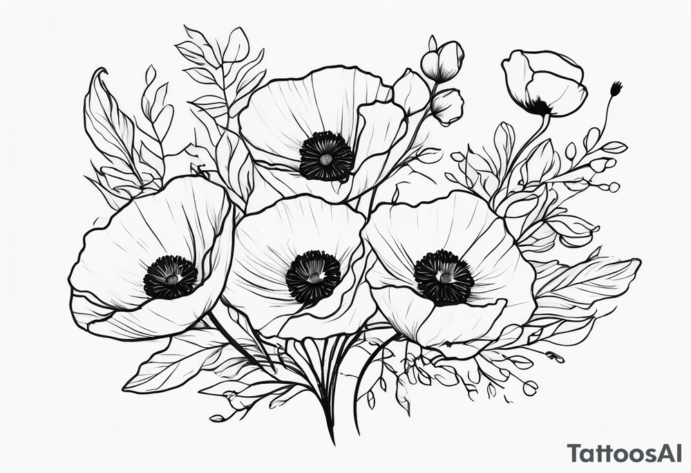 Poppy bouquet tattoo idea
