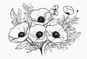 Poppy bouquet tattoo idea