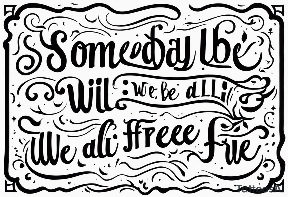 a one or two line script of the sentence 'Someday we will all be Free' tattoo idea