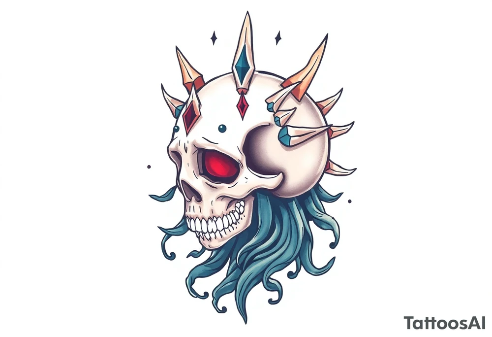 mystical  bringer of death head tattoo idea