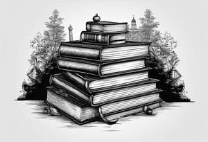 Pride and Prejudice book stacks tattoo idea