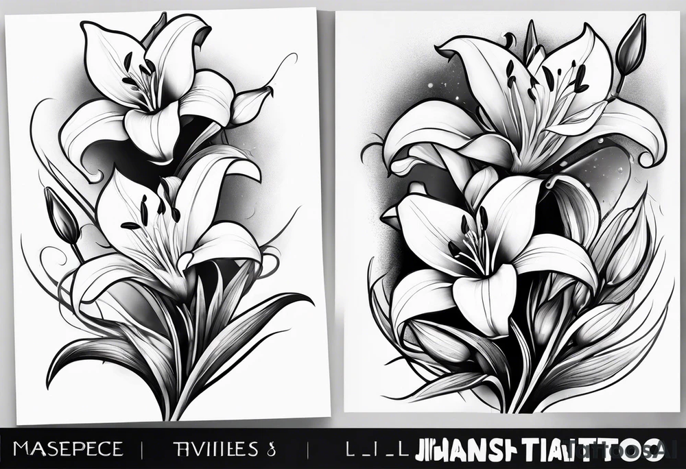 bird lillies tattoo idea