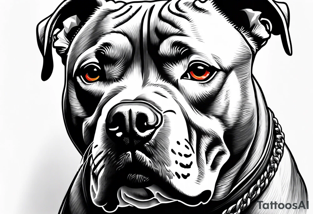 Angry ame4ican pitbull terier, lightning bolts tattoo idea