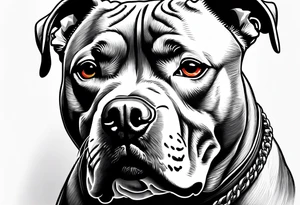 Angry ame4ican pitbull terier, lightning bolts tattoo idea