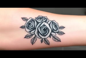 Traditional roses tattoo dedicated to my three kids tattoo idea