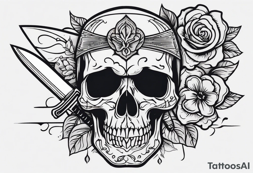 Knife, skull tattoo idea