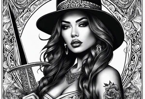 Dagger,women on the blade, Chicano girl tattoo idea
