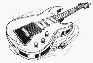 electric guitar with distorted audio signal coming out of cable plug tattoo idea