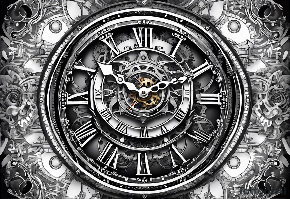 Steampunk clock with gears. tattoo idea