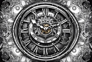 Steampunk clock with gears. tattoo idea