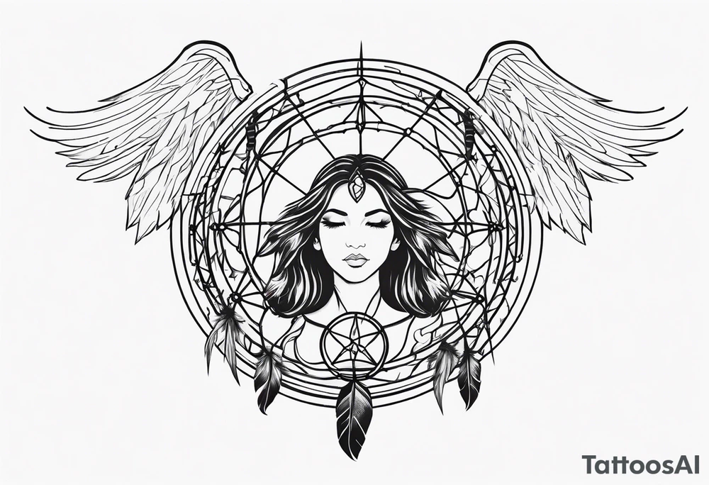 dreamcatcher devilish angel tattoo idea