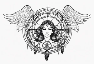 dreamcatcher devilish angel tattoo idea