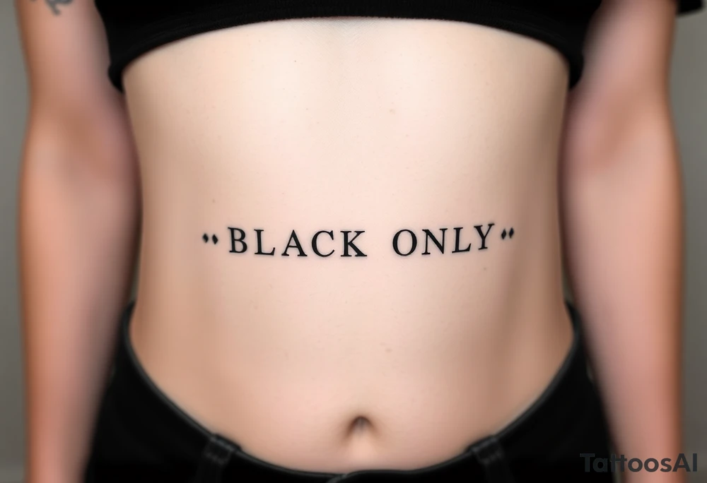 text reading "BLACK ONLY" across a womb tattoo tattoo idea