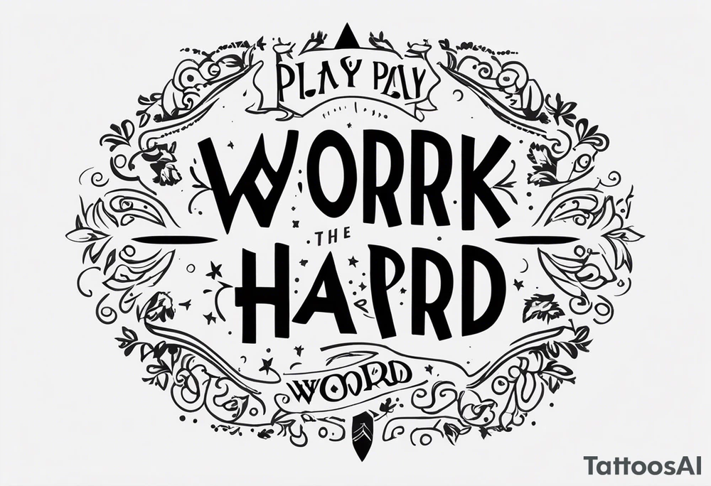 I want a tattoo containing the following two words "work hard" and "play hard". tattoo idea