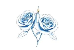 Two roses, short candles, blue tattoo idea