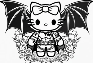 Hello kitty and batman tattoo idea