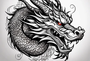left side profile of a chinese dragon face tattoo idea