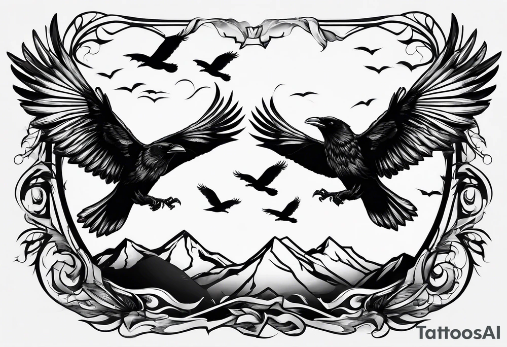 3 crows flying tattoo idea