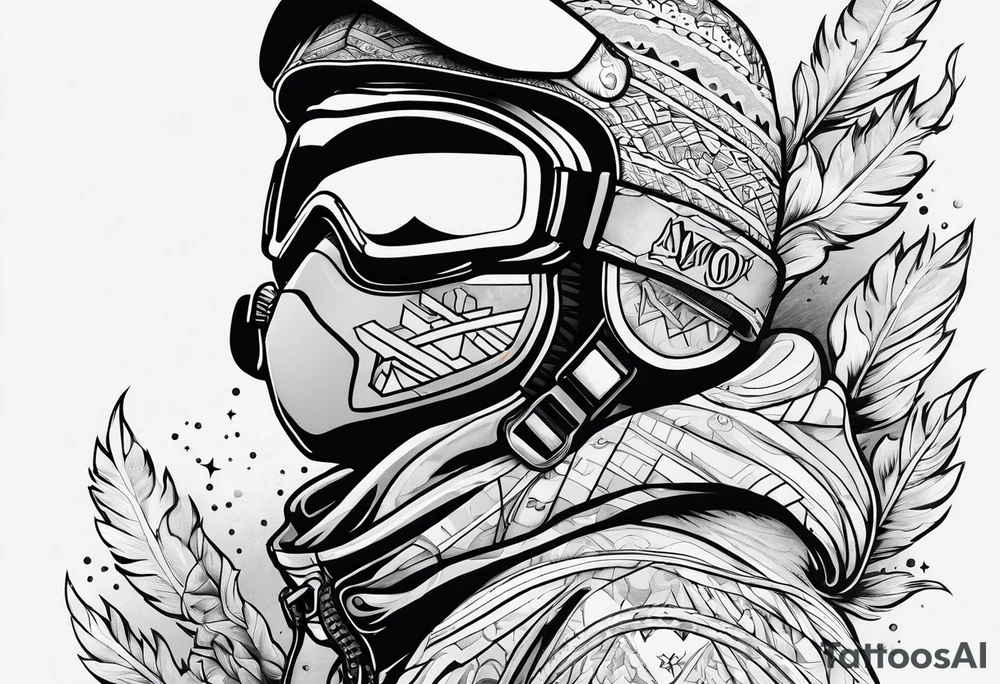 snowboarding in a fine line american tattoo style tattoo idea
