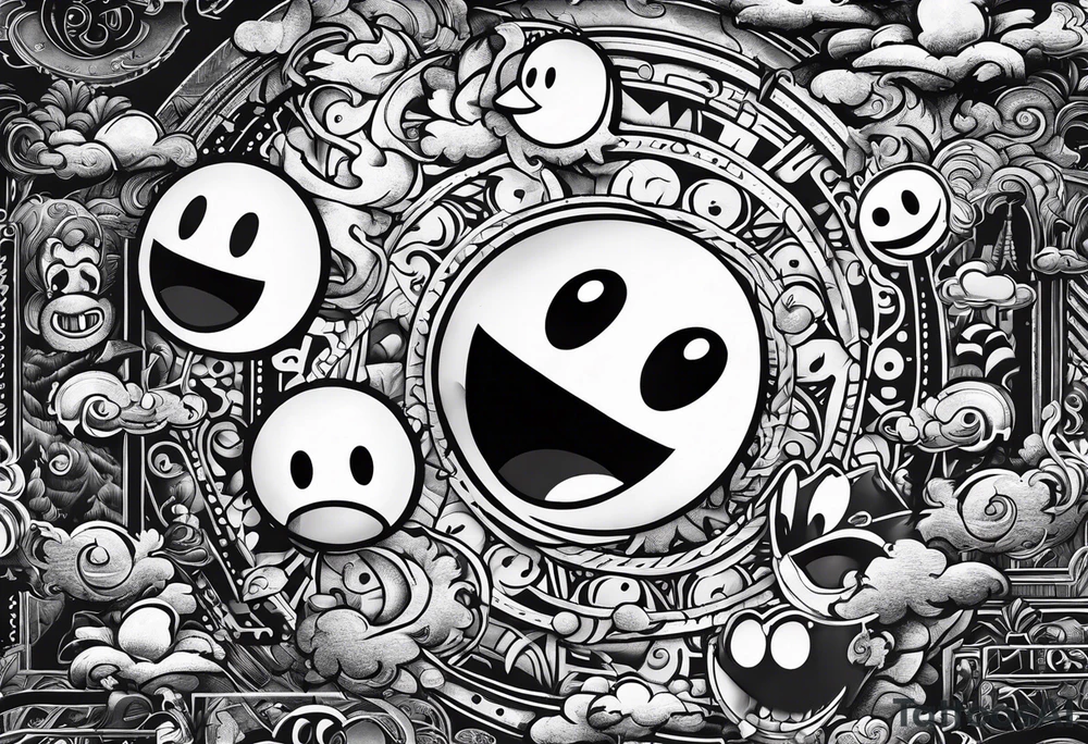 Pac-Man chasing ghosts tattoo idea