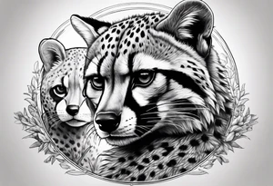 full body cheetah and raccoon climbing on it tattoo idea