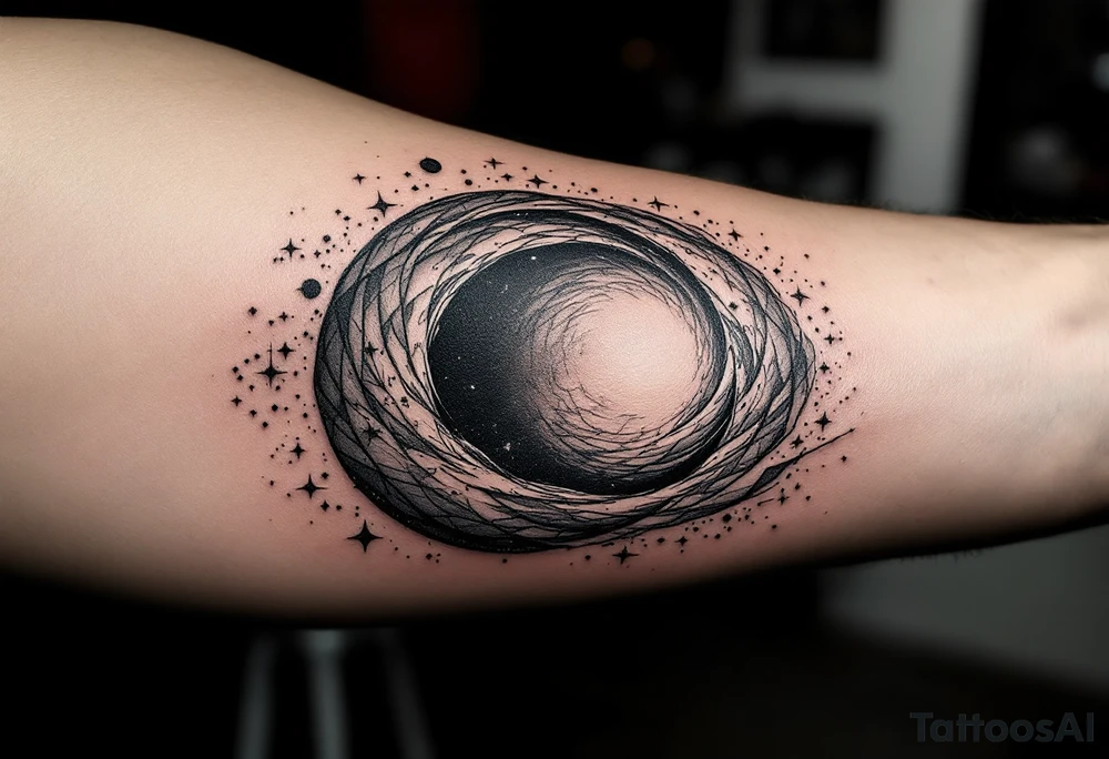 2 opposite worlds on different sides of a black hole. tattoo idea