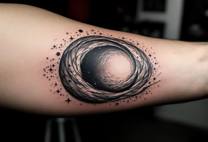 2 opposite worlds on different sides of a black hole. tattoo idea