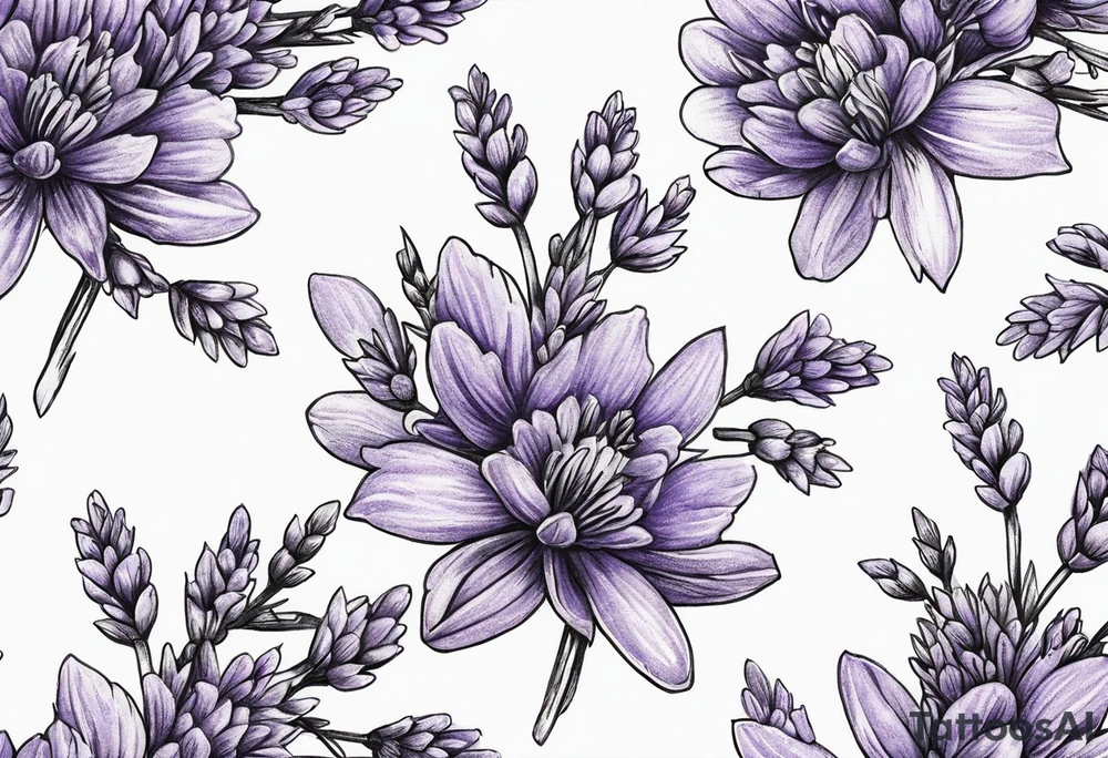 Lavender sprigs tied together with twine tattoo idea