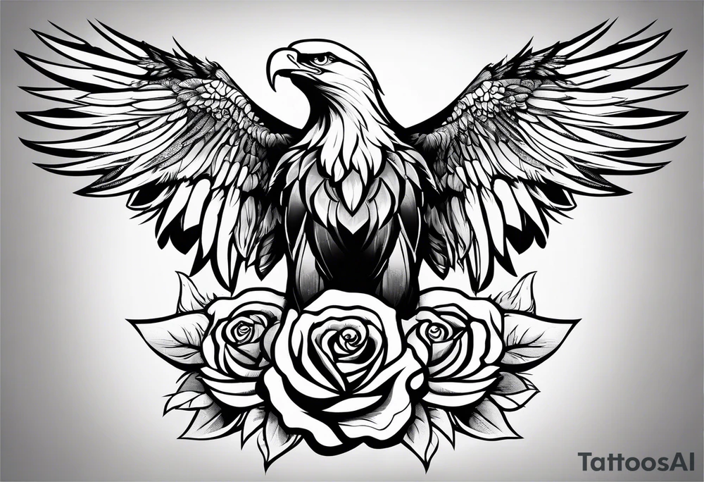 Eagle and rose tattoo idea