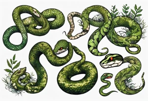Snake covered in Moss/overgrown tattoo idea