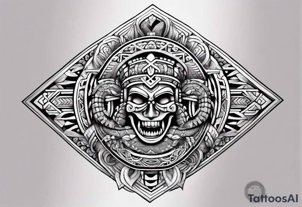 aztec snake sleeve tattoo idea