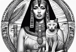 Sleeve with cleopatra, Horus and a Egyptian cat tattoo idea