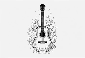 folk guitar on the calf tattoo idea