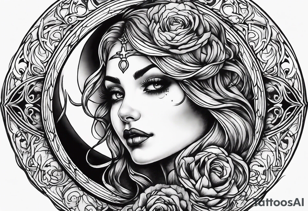 Gothic moon tattoo idea