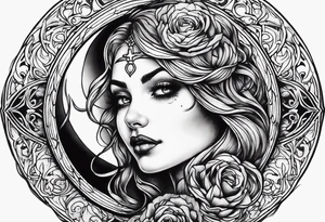 Gothic moon tattoo idea