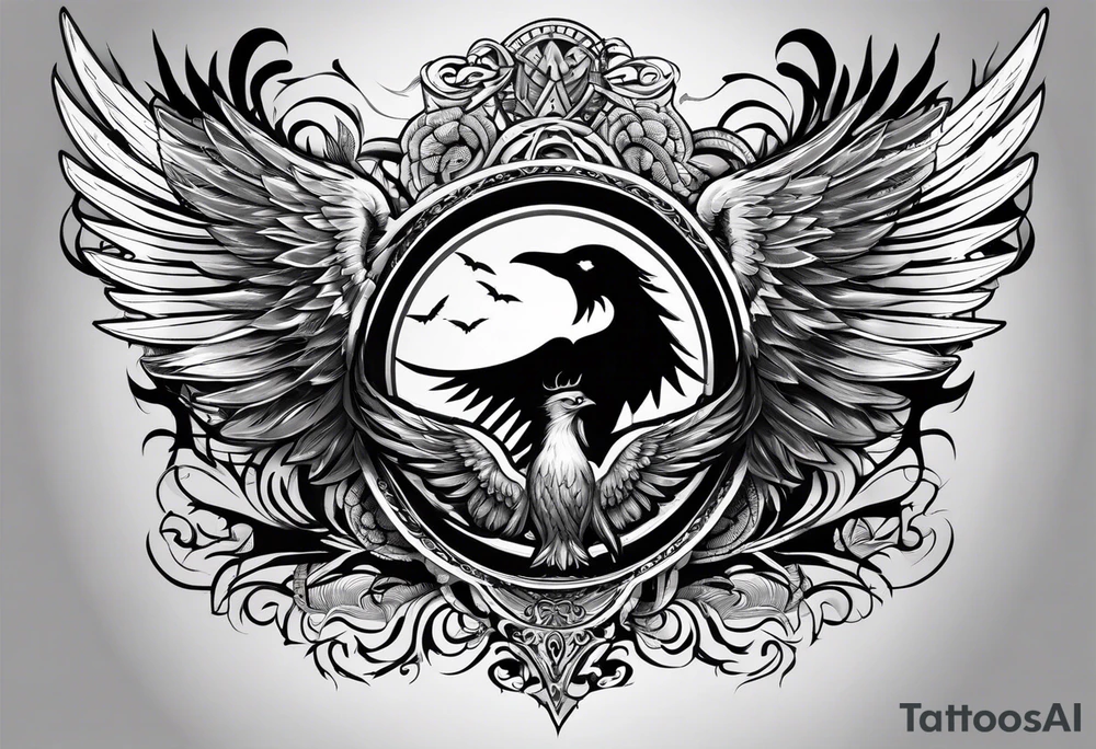 The word Glenn on a banner with angel wings tattoo idea