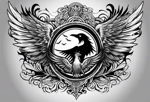 The word Glenn on a banner with angel wings tattoo idea