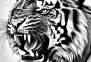 Realistic tiger roaring tattoo idea