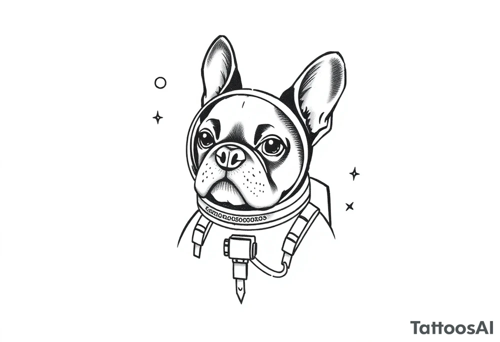 a space themed tattoo of my french bulldog mars. include elements in space. mars should be depicted as a astronaut tattoo idea