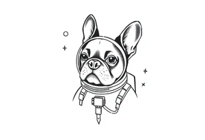 a space themed tattoo of my french bulldog mars. include elements in space. mars should be depicted as a astronaut tattoo idea